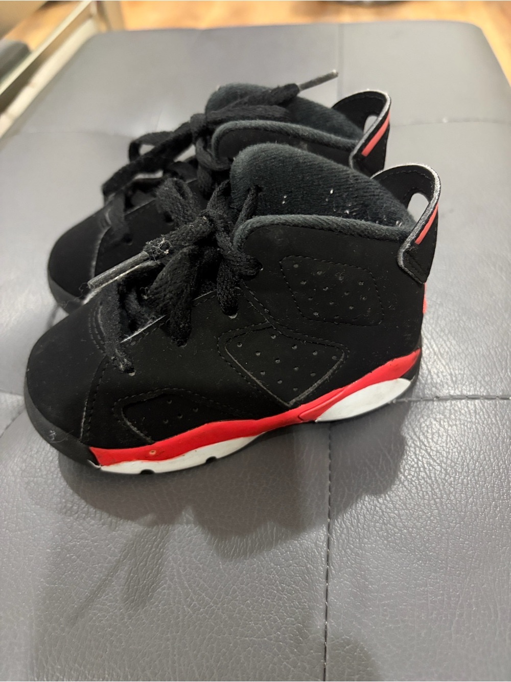 Jordan Kids Black and Red High-Top Sneakers